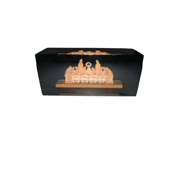 Vintage ANRI - Small Hand Carved Wood Last Supper Jesus
